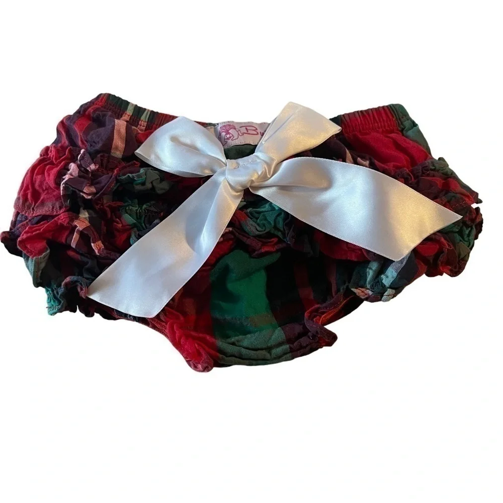 Ruffle Butts Red & Green Girl's Bloomers Size 12-18 Months Excellent Condition